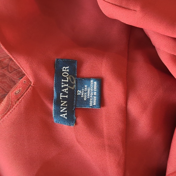 Vintage Y2K 100% Silk Ann Taylor Red Sexy Bias Cut Slip Dress Midi Whimsigoth L - Picture 3 of 9